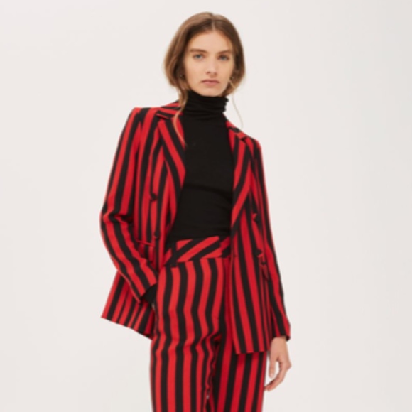 Topshop Humbug Red Stripe Double Breasted Blazer - Picture 4 of 8